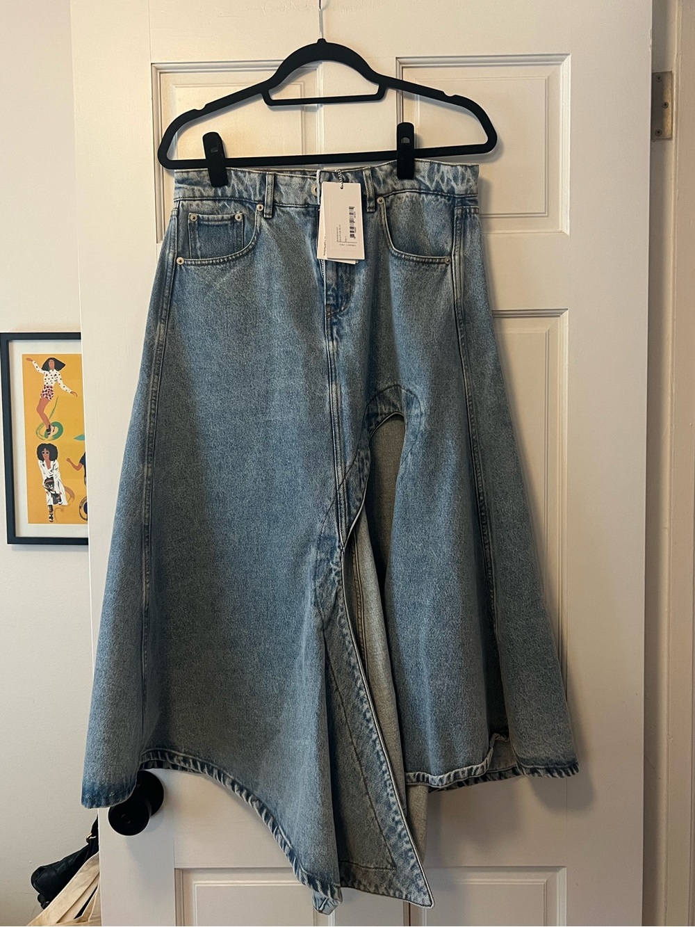 Y/Project Light Blue Asymmetrical Denim Skirt with Dramatic Front Cutout - Picture 2 of 4